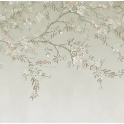 Papier peint panoramique Blossom Trail 300 x 280cm Vert sauge, beige-Art for the Home Outlet