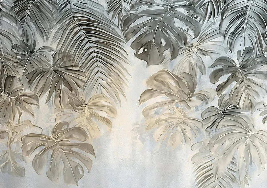 Wallarena Papier Peint Panoramique Intissé Feuilles Jungle Vert - 350x250 cm - Papier Peint Chambre et salon