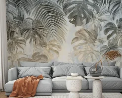 Wallarena Papier Peint Panoramique Intissé Feuilles Jungle Vert - 350x250 cm - Papier Peint Chambre et salon