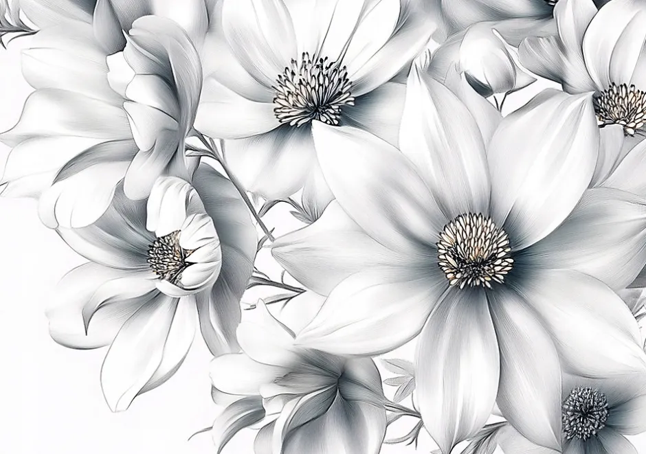 Papier Peint Panoramique Intissé 3D Fleurs Floral 350x250 cm - Colle Inclus - Moderne Papier Peint Intissé Chambre Salon-Wallarena New