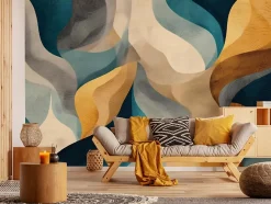 Papier Peint Panoramique Intissé Art Déco Abstrait Beige - 400x280 cm - Papier Peint Chambre et salon-Wallarena Discount