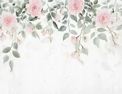 Papier Peint Panoramique Intissé Fleurs Feuilles Vert 350x250 cm - Colle Inclus - Chambre et Salon-Wallarena Hot