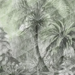 GoodHome Papier peint panoramique Intissé Tanan vert pâle 184 x 248 cm