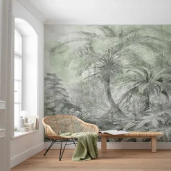 GoodHome Papier peint panoramique Intissé Tanan vert pâle 184 x 248 cm