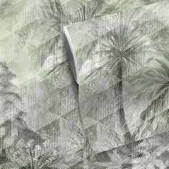GoodHome Papier peint panoramique Intissé Tanan vert pâle 184 x 248 cm