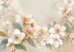 Papier Peint Panoramique Intissé Fleurs Béton Beige - 350x250 cm - Papier Peint Chambre et salon-Wallarena New