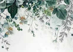 Wallarena Papier Peint Panoramique Intissé Nature Vert Feuilles 300x210 cm - Colle Inclus - Moderne XXL Papier Peint por Chambre Salon