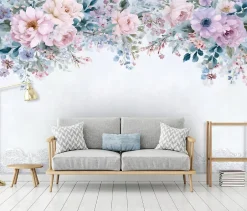 Wallarena Papier Peint Panoramique Intissé Fleurs Suspendu Bleu - 300x210 cm - Papier Peint Chambre et salon