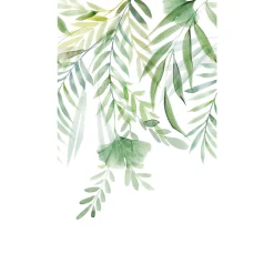 Papier peint panoramique intissé Tyrian feuillage vert aquarelle L.280 x l.159 cm-GoodHome Hot