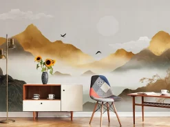 Wallarena Papier Peint Panoramique Intissé montagnes Nature Brun - 400x280 cm - Papier Peint Chambre et salon