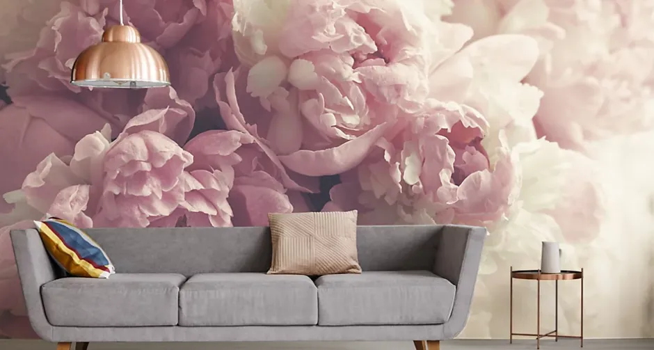 Papier Peint Photo Intissé FLEURS Pivoines Roses Pour La Chambre 450cm x 300cm-Muralo Clearance