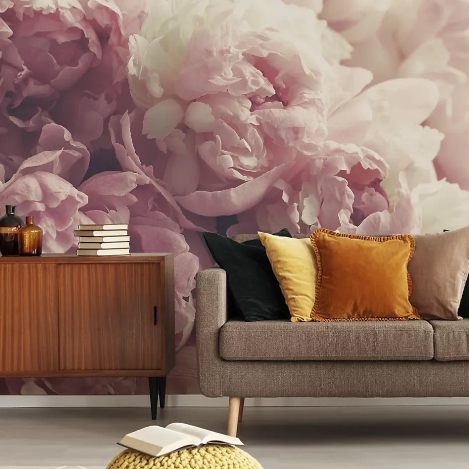 Papier Peint Photo Intissé FLEURS Pivoines Roses Pour La Chambre 450cm x 300cm-Muralo Clearance