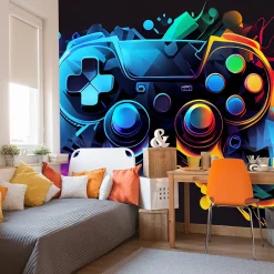 Muralo Papier Peint Photo MANETTE DE JEU Abstraction Pour Chambre D'Adolescent 180cm x 120cm