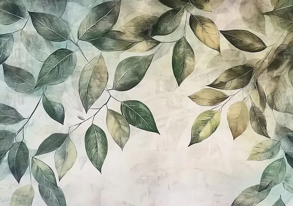 Papier Peint Photo Pour Chambre Feuilles Vert Nature 350x250 cm-Wallarena Best