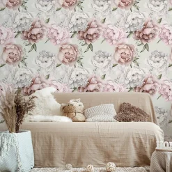 Muralo Papier Peint PIVOINES Feuilles Nature Pour La Chambre