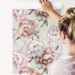 Muralo Papier Peint PIVOINES Feuilles Nature Pour La Chambre