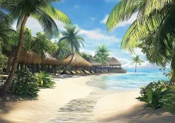 Papier Peint Plage Mer 3D Intissé Panoramique Pour Chambre Cuisine 350x250-Wallarena Hot