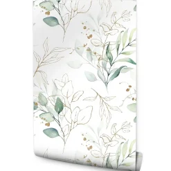 Muralo Papier Peint Pour Chambre FEUILLES Aquarelle Nature