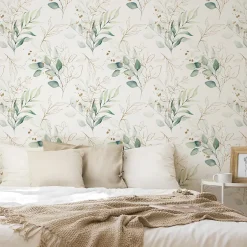 Muralo Papier Peint Pour Chambre FEUILLES Aquarelle Nature