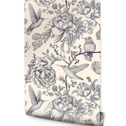 Muralo Papier Peint Pour La Chambre OISEAUX Fleurs Retro