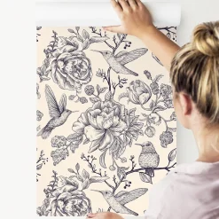 Muralo Papier Peint Pour La Chambre OISEAUX Fleurs Retro