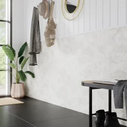 GoodHome Papier peint pré-encollé vinyle intissé imitation carrelage Easy Roll Benham gris l.53 x H.1005 cm