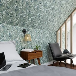 Papier peint pré-encollé vinyle intissé fleuri Easy Roll Begonia vert l.53 x H.1005 cm-GoodHome Sale