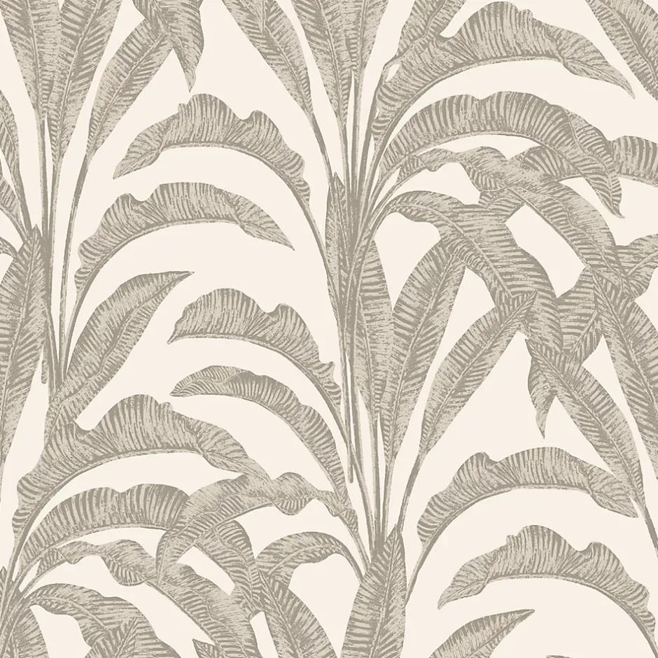 GoodHome Papier peint pré-encollé vinyle intissé feuillage Easy Roll Duffy feuillage beige l.53 x H.1005 cm