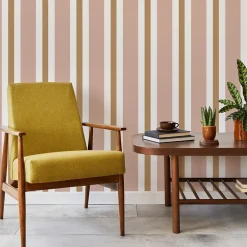 GoodHome Papier peint pré-encollé vinyle intissé rayures rose Easy Roll Penrose l.53 x H.1005 cm
