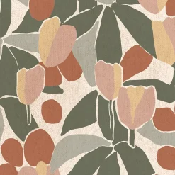 GoodHome Papier peint pré-encollé vinyle intissé fleuri Easy Roll Bahulu multicolore l.53 x H.1005 cm