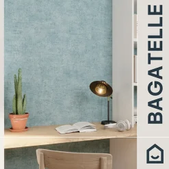 GoodHome Papier peint pré-encollé vinyle intissé uni bleu pailleté Easy Roll Bagatelle l.53 x H.1005 cm