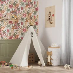 Papier peint pré-encollé vinyle fleuri Easy Roll Basil fleurs multicolore l.53 x H.1005 cm-GoodHome Sale