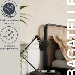 Papier peint pré-encollé vinyle intissé uni Easy Roll Bagatelle beige l.53 x H.1005 cm-GoodHome Best