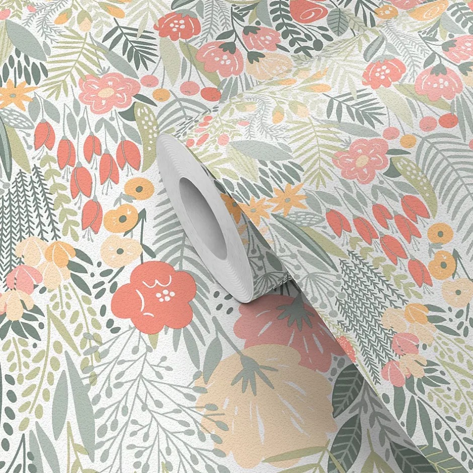 Papier peint pré-encollé vinyle intissé fleuri Easy Roll Aristea multicolore l.53 x H.1005 cm-GoodHome Best