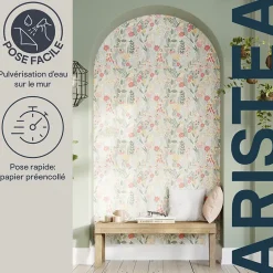 Papier peint pré-encollé vinyle intissé fleuri Easy Roll Aristea multicolore l.53 x H.1005 cm-GoodHome Best