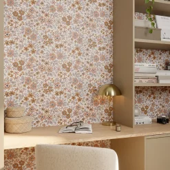 Papier peint pré-encollé vinyle intissé fleuri rose Easy Roll Lovko l.53 x H.1005 cm-GoodHome Best