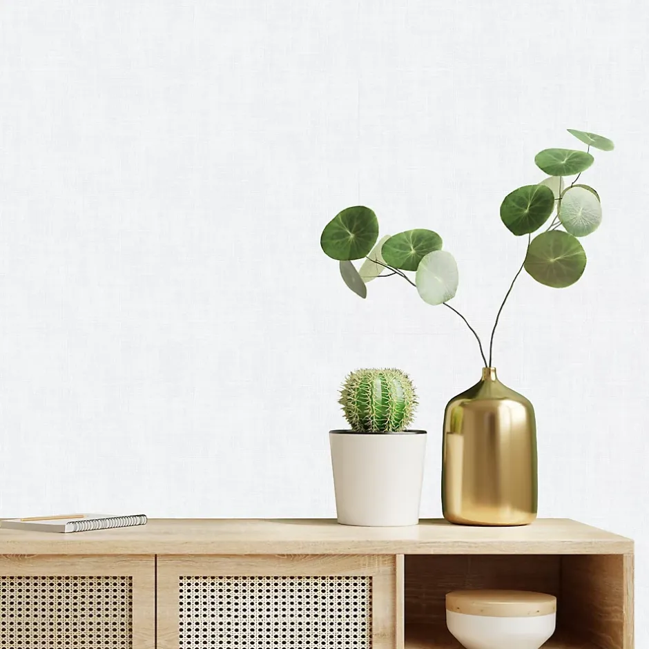 GoodHome Papier peint pré-encollé vinyle intissé uni blanc Easy Roll Coppins l.53 x H.1005 cm