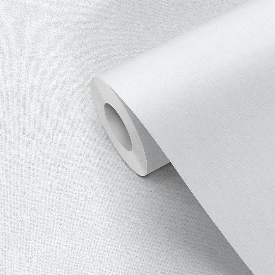 GoodHome Papier peint pré-encollé vinyle intissé uni blanc Easy Roll Coppins l.53 x H.1005 cm