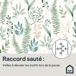 GoodHome Papier peint pré-encollé vinyle intissé fleuri Easy Roll Chandos vert l.53 x H.1005 cm