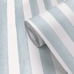 GoodHome Papier peint pré-encollé vinyle à rayures Easy Roll Satori rayures bleu l.53 x H.1005 cm