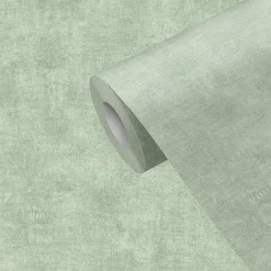 GoodHome Papier peint pré-encollé vinyle intissé uni vert pailleté Easy Roll Bagatelle l.53 x H.1005 cm