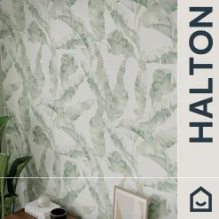 Papier peint pré-encollé vinyle intissé feuillage Easy Roll Halton vert l.53 x H.1005 cm-GoodHome