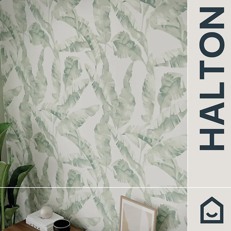 Papier peint pré-encollé vinyle intissé feuillage Easy Roll Halton vert l.53 x H.1005 cm-GoodHome