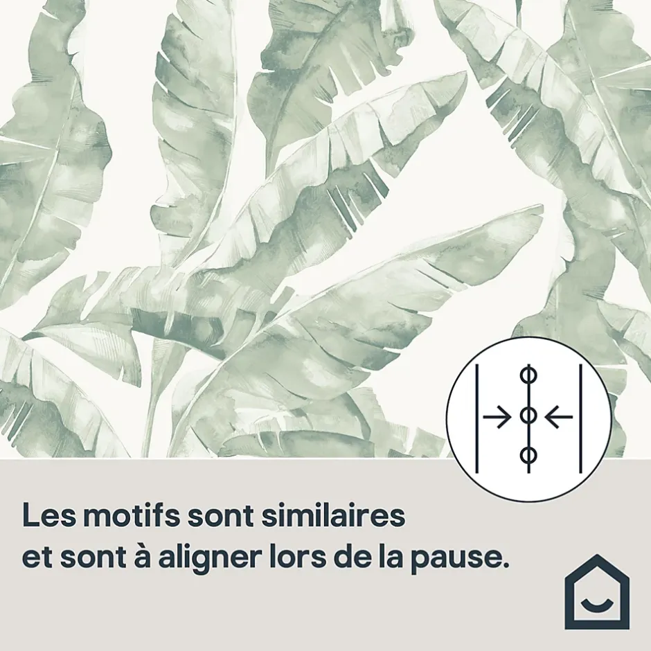 Papier peint pré-encollé vinyle intissé feuillage Easy Roll Halton vert l.53 x H.1005 cm-GoodHome