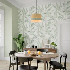 Papier peint pré-encollé vinyle intissé feuillage Easy Roll Halton vert l.53 x H.1005 cm-GoodHome