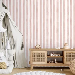 GoodHome Papier peint pré-encollé vinyle à rayures Easy Roll Satori rayures rose l.53 x H.1005 cm