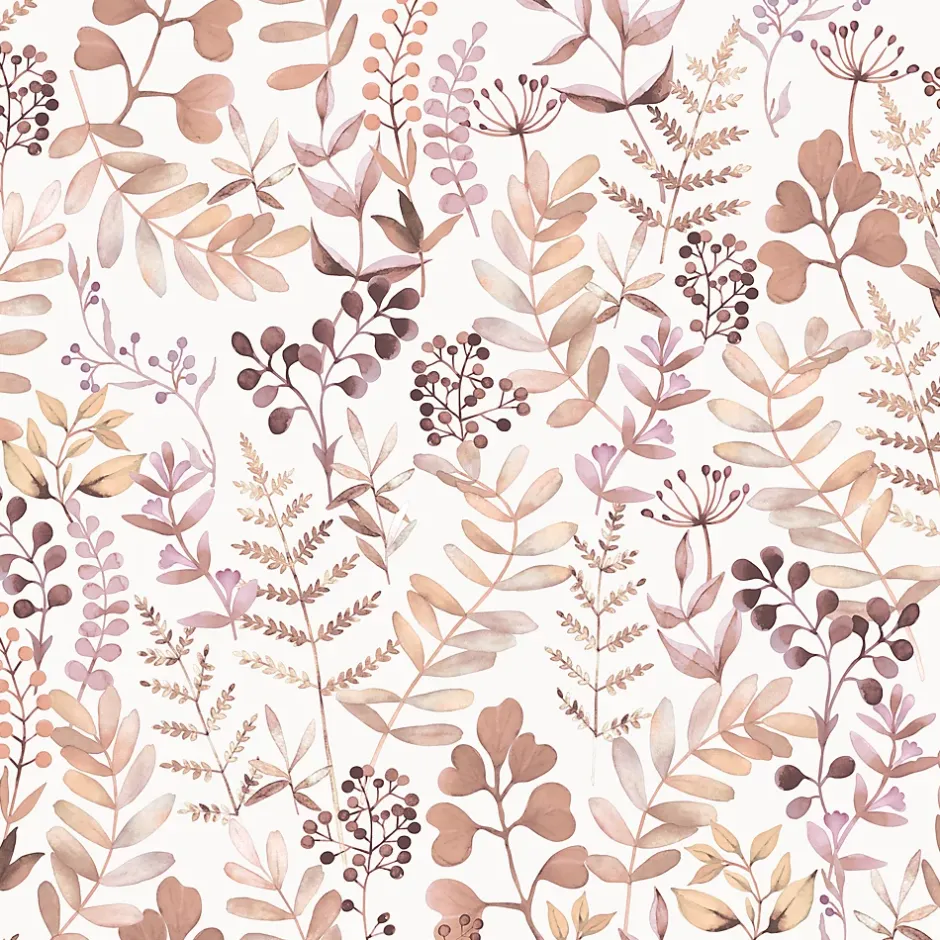 GoodHome Papier peint pré-encollé vinyle intissé botanique Easy Roll Olivia rose l.53 x H.1005 cm