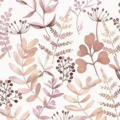 GoodHome Papier peint pré-encollé vinyle intissé botanique Easy Roll Olivia rose l.53 x H.1005 cm