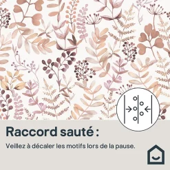 GoodHome Papier peint pré-encollé vinyle intissé botanique Easy Roll Olivia rose l.53 x H.1005 cm