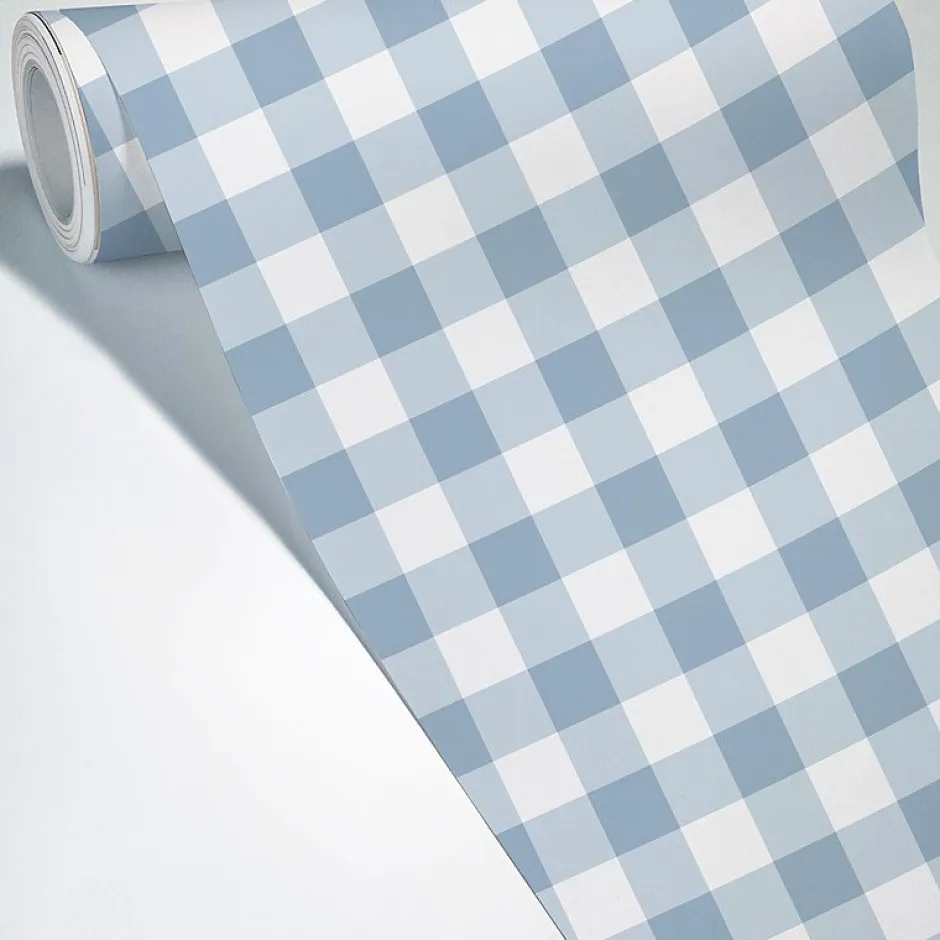 99Deco Papier peint raccordable - Vichy - Bleu - intissé : 150g/m² - 4 lés : 192x270cm